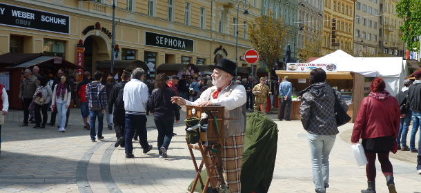 Die Straßenmusikanten machen gute Laune, die Stadt Karlsbad